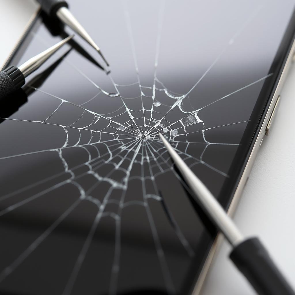 iPhone with cracked screen being repaired at iFix India Bangalore
