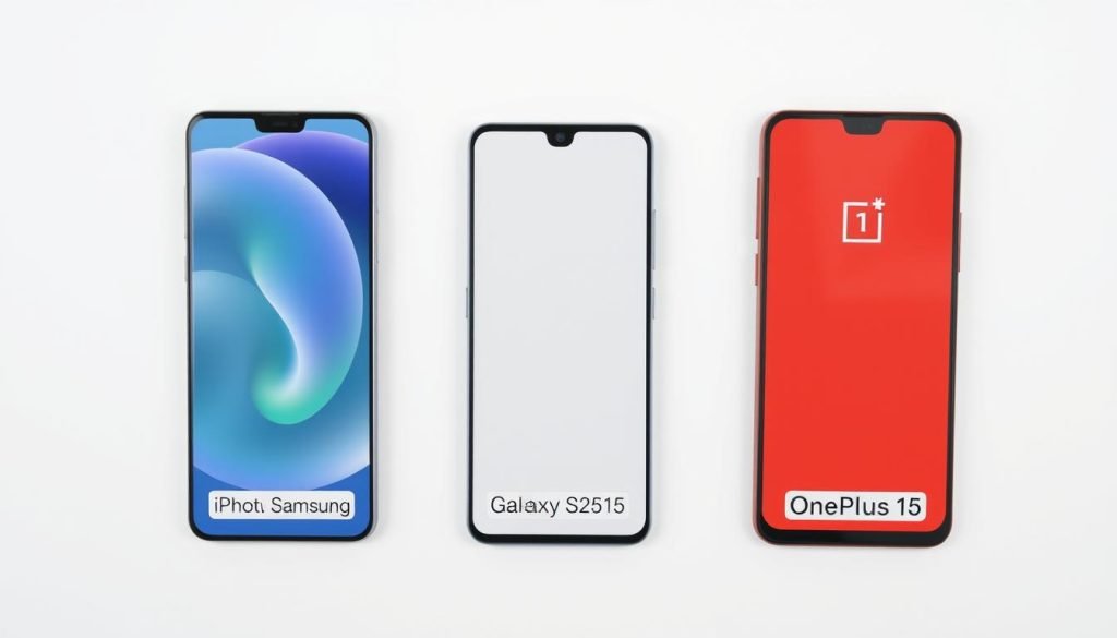 iPhone 17 compared side-by-side with Samsung Galaxy S25 and OnePlus 13