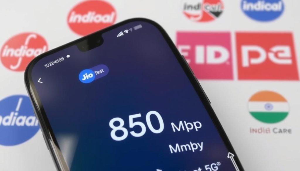 iPhone 17 showing 5G speed test on Jio network in India