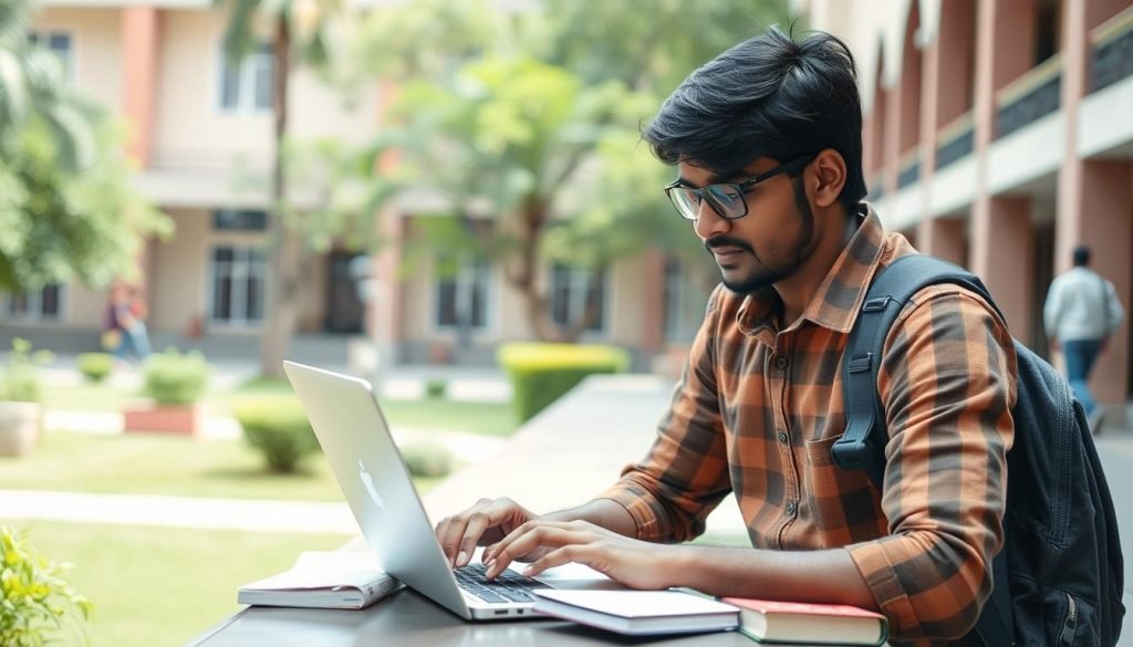 Student using MacBook in Indian college - MacBook Buyer's Guide 2025 India