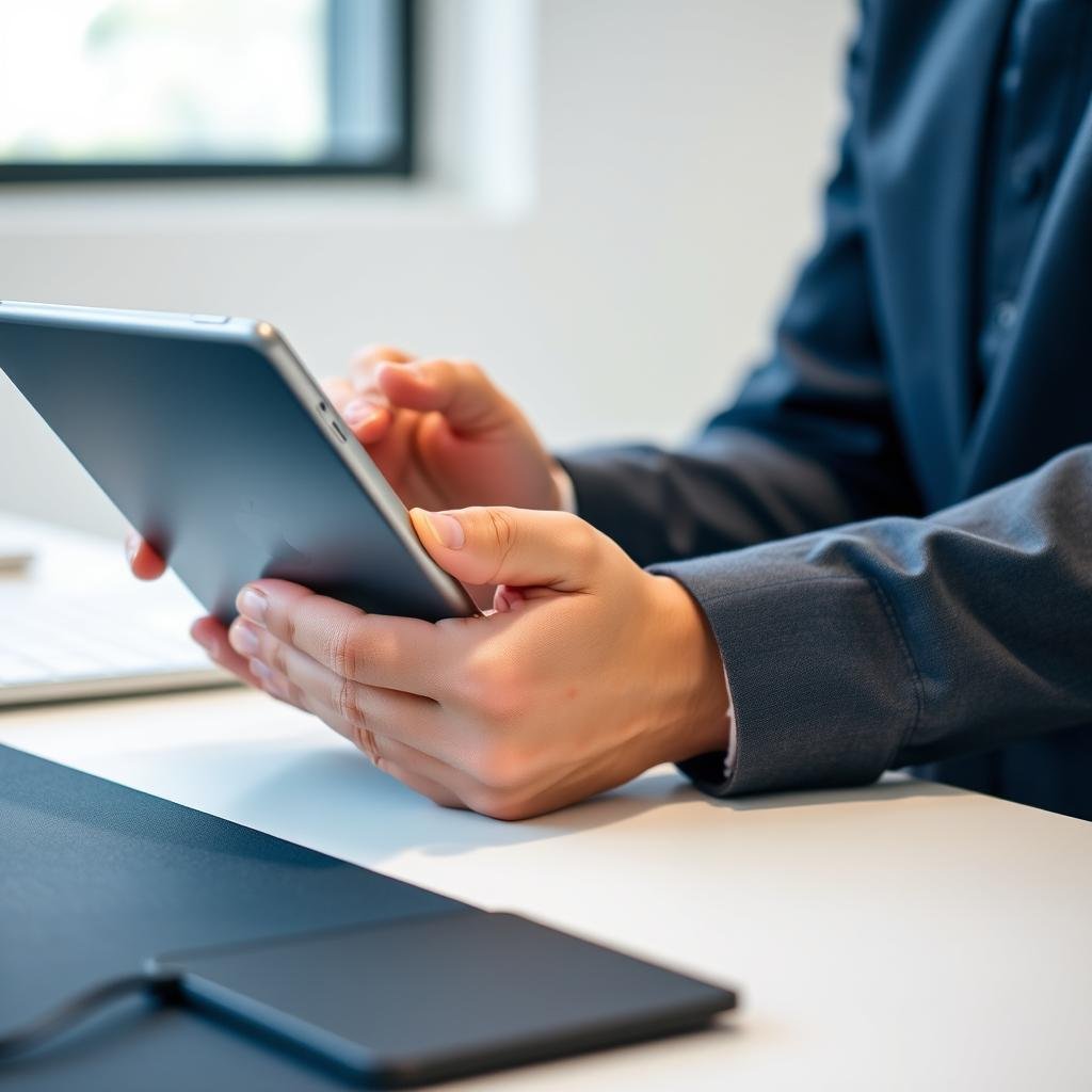 Person carefully handling iPad showing proper usage to avoid iPad screen replacement