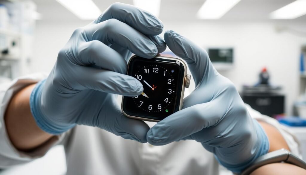 Professional Apple Watch screen repair technician in India working on device Professional Apple Watch screen repair technician in India working on device