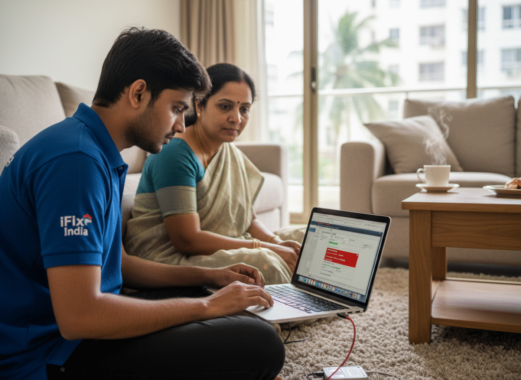 MacBook diagnosis being performed at customer location in Bangalore MacBook diagnosis being performed at customer location in Bangalore