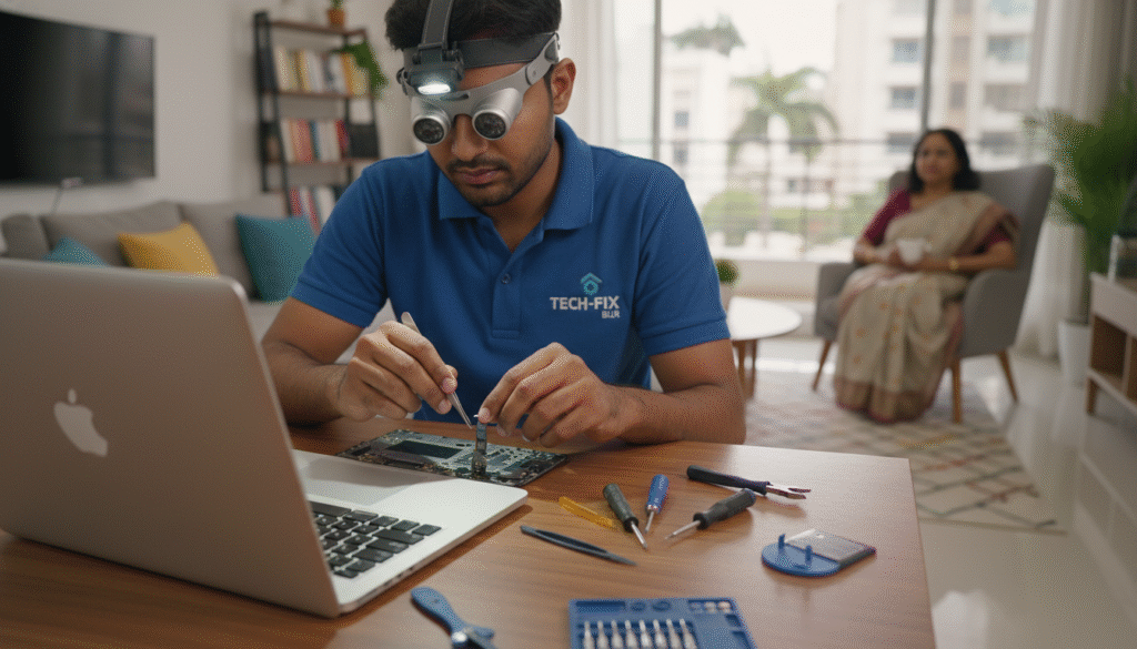 MacBook keyboard and trackpad repair at customer's home in Bangalore